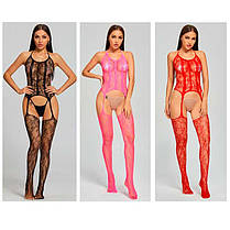 БодіСтокінг з імітацією корсета - Фуксія - S/M/L - Еротична білизна, фото 3