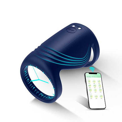 Смарт насадка на пеніс із вібрацією Black Velvets Sleeve синій, фото 1