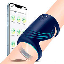 Смарт насадка на пеніс із вібрацією Black Velvets Sleeve синій, фото 2