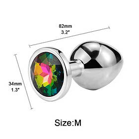 Сталева анальна пробка з кристалом Rainbow — 3.2x8.2 (см) — Анальні іграшки