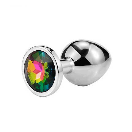 Сталева анальна пробка з кристалом Rainbow — 4x9 (см) — Анальні іграшки, фото 2