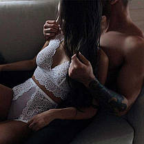 Еротичний мереживний комплект - Білий - М - Еротична білизна, фото 4