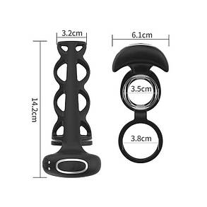 Насадка з вібрацією на пеніс і мошонку Black Velvets Penis Sleeve, фото 3