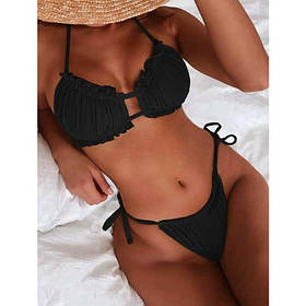 Купальник шторки на зав'язках S-M чорний