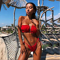 Купальник шторки на зав'язках S-M червоний, фото 3