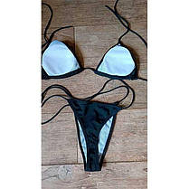 Купальник бікіні роздільний із м'якою чашкою на зав'язках XS-S чорний, фото 5