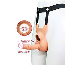 Анальний фаллоїмітатор на ремені для подвійного проникнення Lovetoy Vibrating Unisex 10 режимів вібрації, фото 3