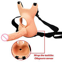 Анальний фаллоїмітатор на ремені для подвійного проникнення Lovetoy Vibrating Unisex 10 режимів вібрації, фото 4