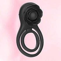 Смарт віброкільце на пеніс і мошонку Love Spouse "Троянда" чорний, фото 5