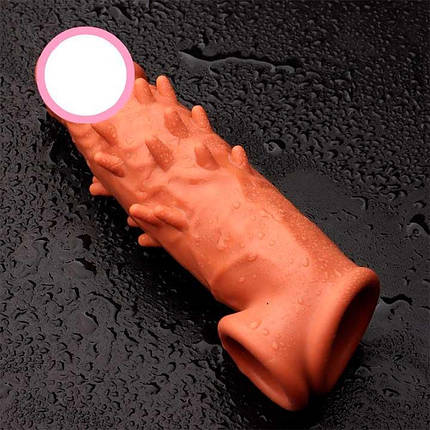 Насадка на пеніс із фіксацією мошонки та шипами Toyfa XLover - Тілесний, фото 1