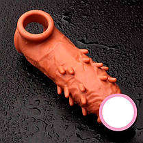 Насадка на пеніс із фіксацією мошонки та шипами Toyfa XLover - Тілесний, фото 2