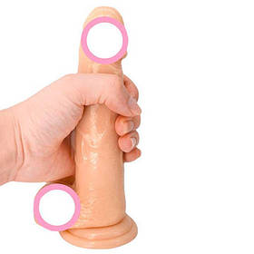 Реалістичний гнучкий фаллос на присосці — 22x16x4.2 см — Тілесний