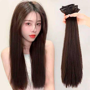 Набір тресів на шпильках 3 шт 55 см темно коричневий, фото 1