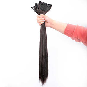 Набір тресів на шпильках 3 шт 55 см темно коричневий, фото 3