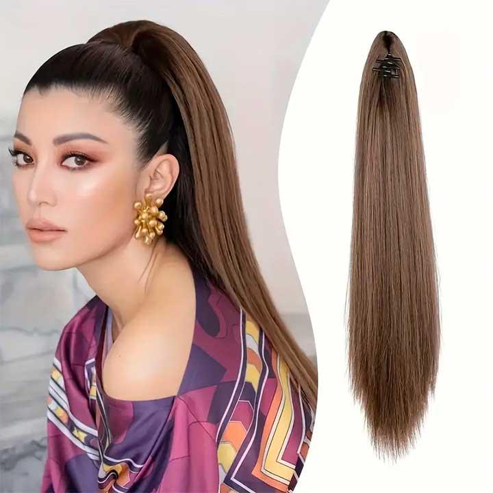 Шиньйон накладний хвіст на шпильці Didaka пряме волосся — 50 см "Шатенка"