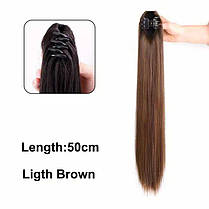 Шиньйон накладний хвіст на шпильці Didaka пряме волосся — 50 см "Шатенка", фото 3