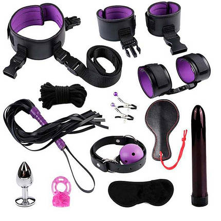 БДСМ бандажний набір з 12 предметів Фіолетовий — Садо-мазо, фото 1
