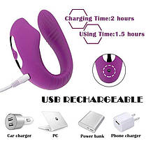 Вакуумный вибратор для пар Jony 13 режимів вібрації Фіолетовый, фото 5
