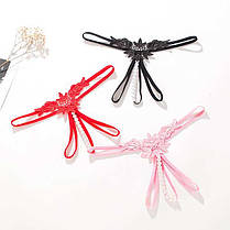 Стрінги з намистинками та квітами - Рожевий - S/M - Еротична білизна, фото 2