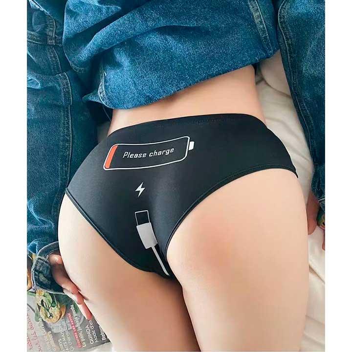 Жіночі трусики "Please charge" - Чорний - S/M - Еротична білизна