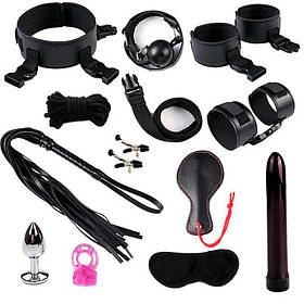 БДСМ бандажний набір з 12 предметів Чорний — Садо-мазо