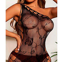 Еротичний БодіСтокінг через плече - Чорний - S/M/L - Еротична білизна, фото 4