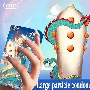 Презервативи із шипами супертонкий OLO Nine Dragon 2 шт., фото 2