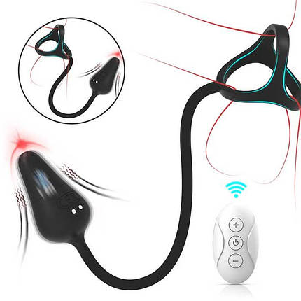 Вібро масажер простати Funtasmo з ерекційним кільцем і пультом Д/К, фото 1