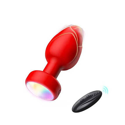 Анальна пробка що світиться з вібрацією і Д/У Light Anal Plug 3,5*9 см червона — Анальні іграшки, фото 1