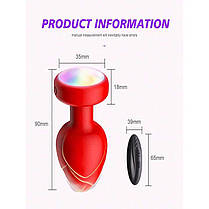 Анальна пробка що світиться з вібрацією і Д/У Light Anal Plug 3,5*9 см червона — Анальні іграшки, фото 3