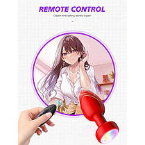 Анальна пробка що світиться з вібрацією і Д/У Light Anal Plug 3,5*9 см червона — Анальні іграшки, фото 4