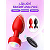 Анальна пробка що світиться з вібрацією і Д/У Light Anal Plug 3,5*9 см червона — Анальні іграшки, фото 8