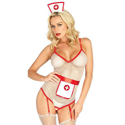 Прозорий ігровий костюм медсестри з підв'язками для панчох — XS — Ролеві костюми, фото 1