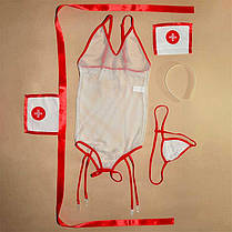 Прозорий ігровий костюм медсестри з підв'язками для панчох — XS — Ролеві костюми, фото 5