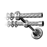 Карнизный комплект Ø28мм CMP-2 (два ряда) выбор цвета в карточке товара Ø28мм, длина 160см, Витая, NM - Никель
