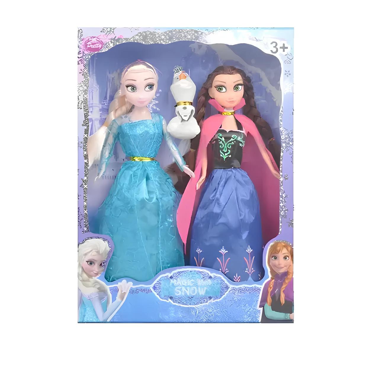 Ляльки Ельза та Анна 28 см з Олафом з мультфільму "Крижане серце" Frozen — набір ляльок Ельза і Анна у класичних вбраннях,, фото 1