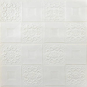 Самоклеюча декоративна настінно-стельова 3D панель 700х700х3мм Білий(114-3) SW-00000697