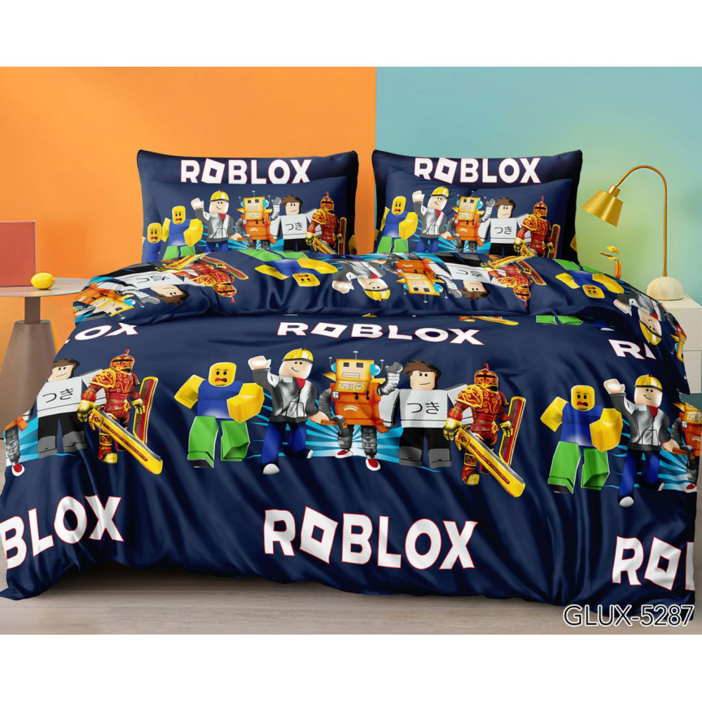 Роблокс синій - Бязь Gold - Двоспальний комплект постільної білизни, фото 1
