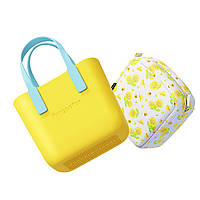 Жіноча каучукова сумка-шопер з косметичкою Fungoofun EVA, водостійка, набір 2в1, жовта