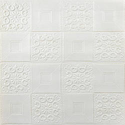 Самоклеюча декоративна настінно-стельова 3D панель 700х700х3мм Білий(114-3) SW-00000697