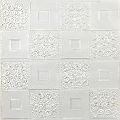 Самоклеюча декоративна настінно-стельова 3D панель 700х700х3мм Білий(114-3) SW-00000697