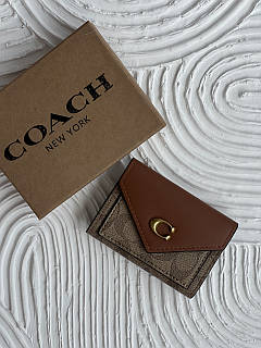 Гаманець жіночий Coach коричневий з коробкою невеликий Коуч