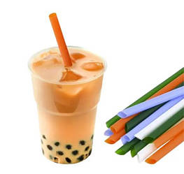 Соломка для Bubble Tea L індивідуальне паковання фреш кольорова 200 штук d1,2 см довжина 20 см (030794)