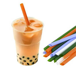 Соломка для Bubble Tea L кольорова 200 штук d1,2 см довжина 20 см (030793)