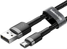 Кабель Baseus Cafule 2.4A AM / Micro USB 1m Grey/Black (CAMKLF-BG1), фото 2