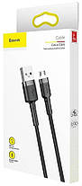 Кабель Baseus Cafule 2.4A AM / Micro USB 1m Grey/Black (CAMKLF-BG1), фото 4
