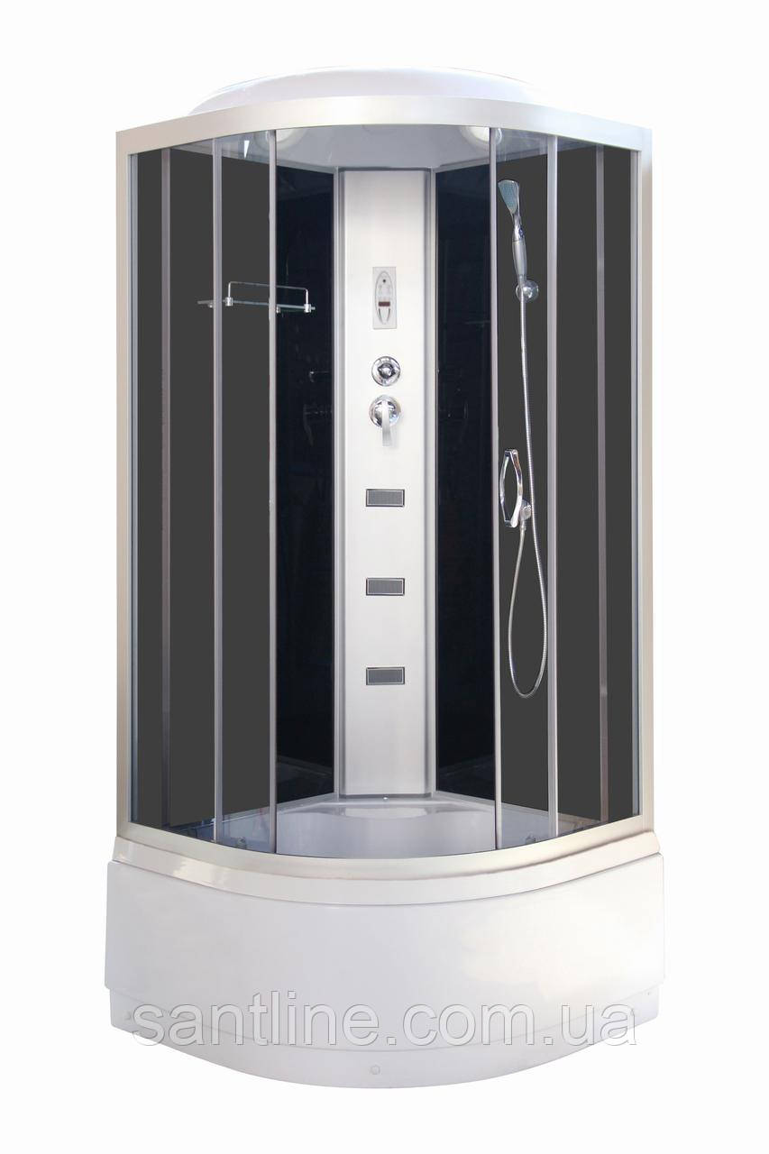 Гідромасажний бокс 95 R Glory 90х90х220 см чорний з електронікою Vivia глибокий піддон розсувні двері, фото 1