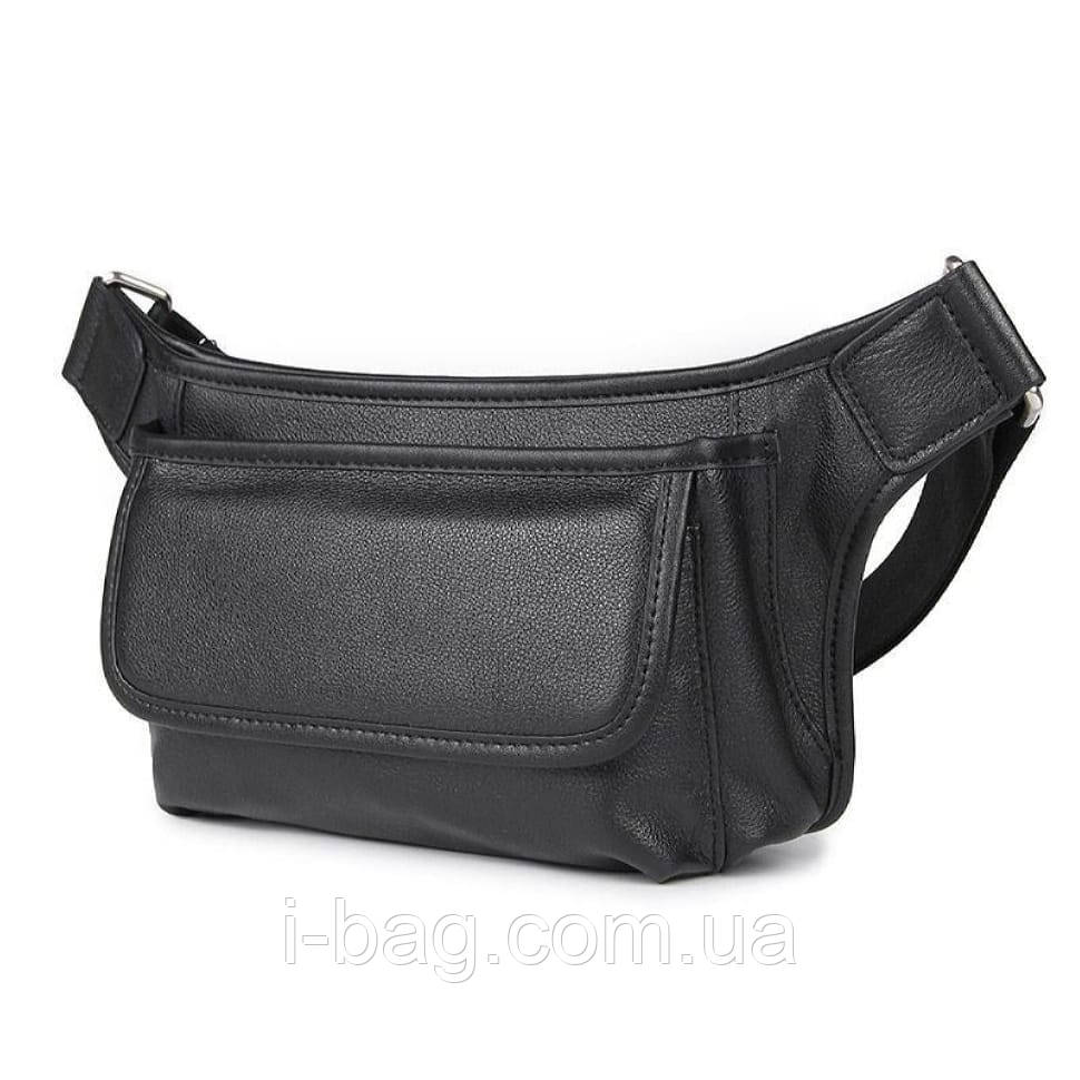 Сумка з натуральної шкіри напоєна 3019A, чорна, фото 1