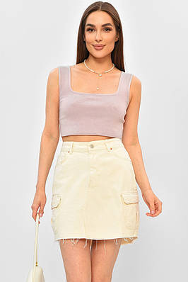 Спідниця жіноча однотонна світло-бежевого кольору 203874T Безкоштовна доставка