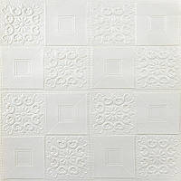 Самоклеюча декоративна настінно-стельова 3D панель 700х700х3мм Білий(114-3) SW-00000697